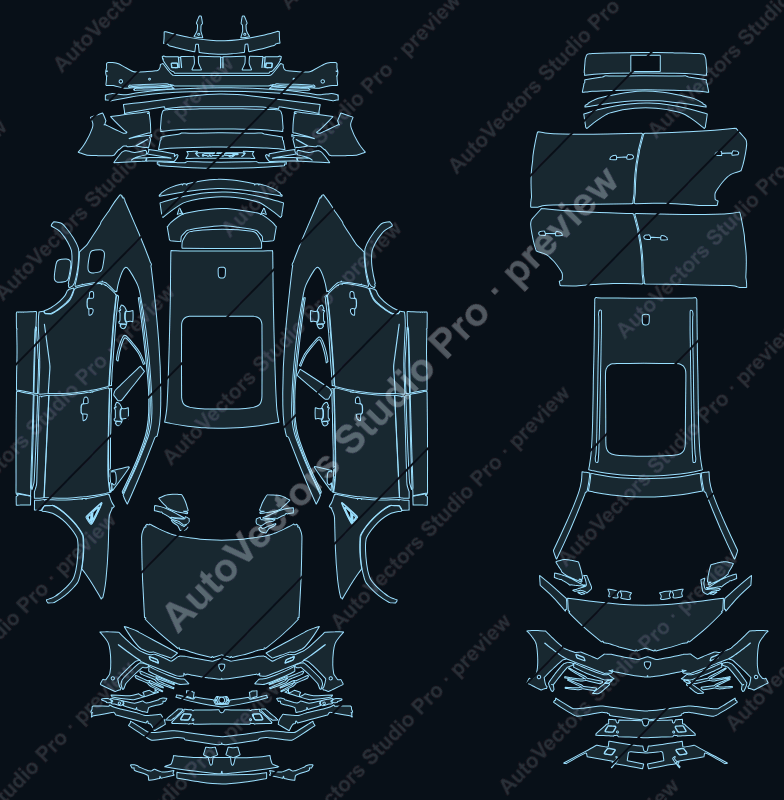 Lamborghini Urus Carbon Package 2019 SUV precut PPF pattern – watermarked preview from the cutting software