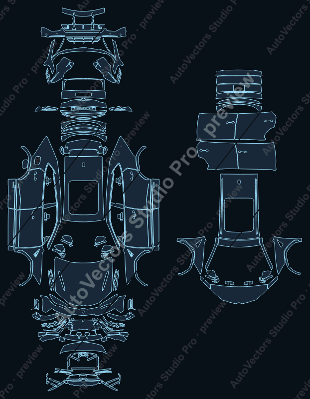 Lamborghini Urus Performante 2023 SUV precut PPF pattern – watermarked preview from the cutting software