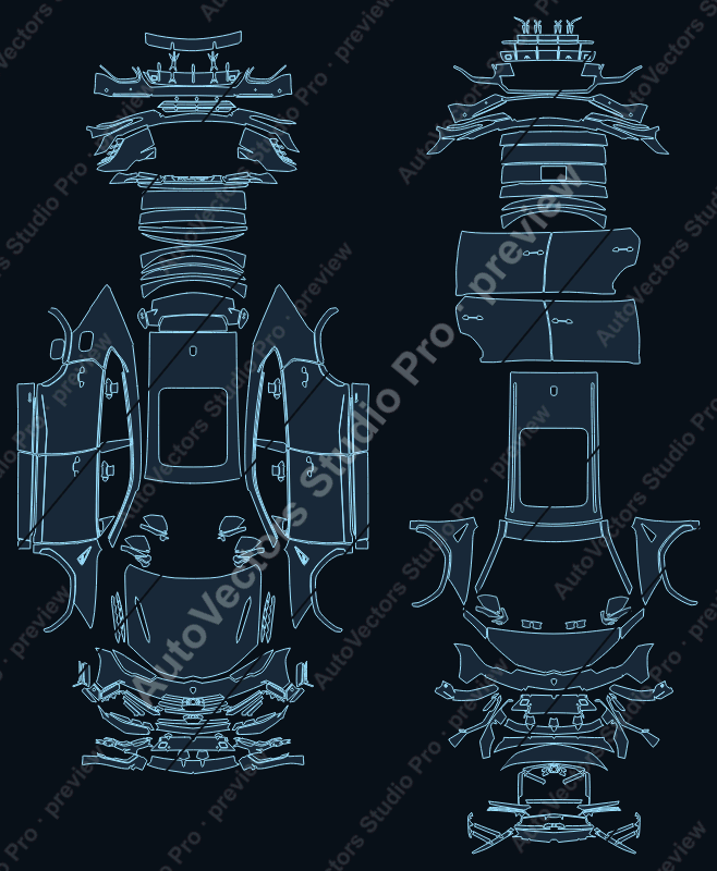Lamborghini Urus S 2023 SUV precut PPF pattern – watermarked preview from the cutting software