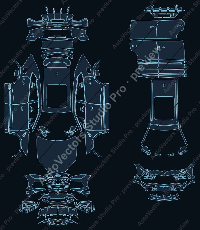 Lamborghini Urus SE 2024 SUV precut PPF pattern – watermarked preview from the cutting software