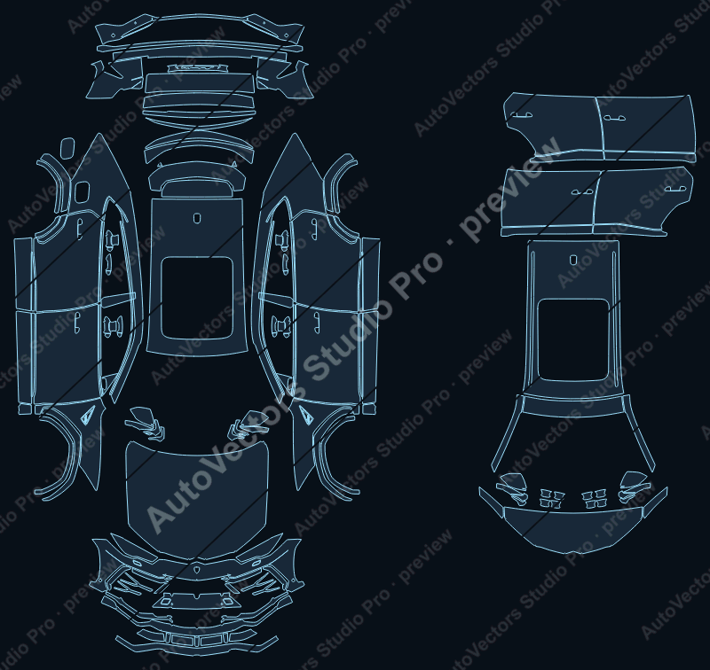Lamborghini Urus Urban 2022 SUV precut PPF pattern – watermarked preview from the cutting software