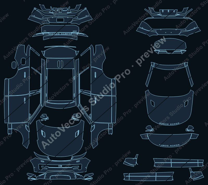 Land Rover Range Rover Sport Base L461 2023 SUV precut PPF pattern – watermarked preview from the cutting software