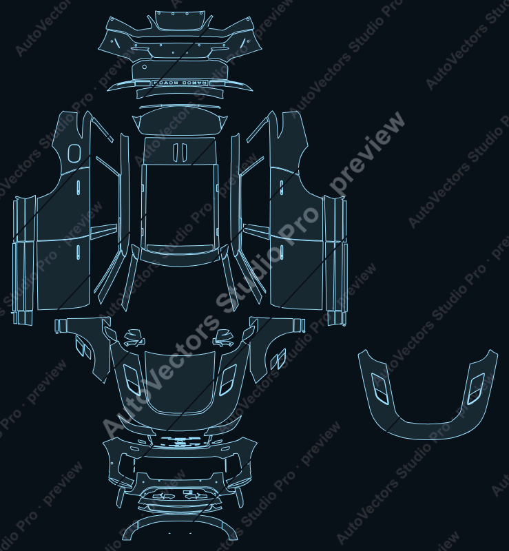 Land Rover Range Rover Sport SV One 2024 precut PPF pattern – watermarked preview from the cutting software