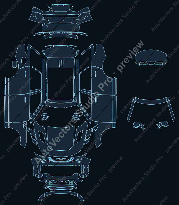 Land Rover Range Rover Sport SV ONE L461 2024 SUV precut PPF pattern – watermarked preview from the cutting software