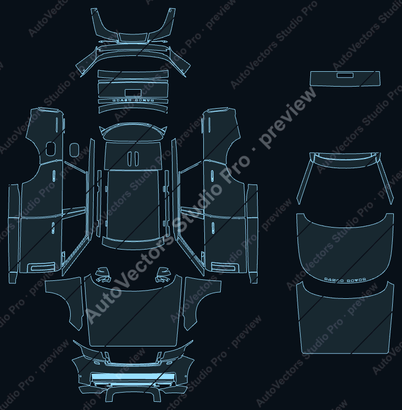 Land Rover Range Rover SV 2023 precut PPF pattern – watermarked preview from the cutting software