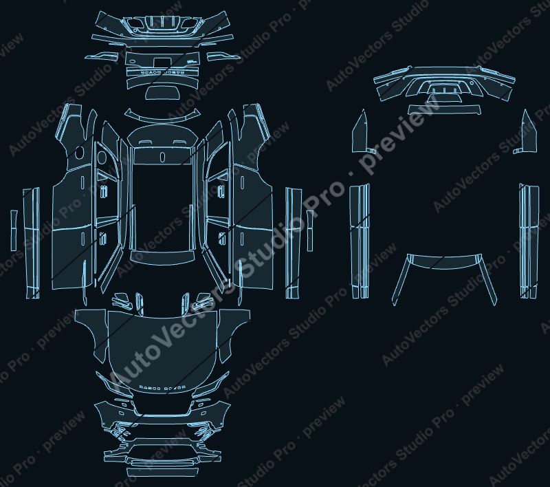 Land Rover Range Rover Velar R-Dynamic HSE-R-Dynamic SE 2021 precut PPF pattern – watermarked preview
