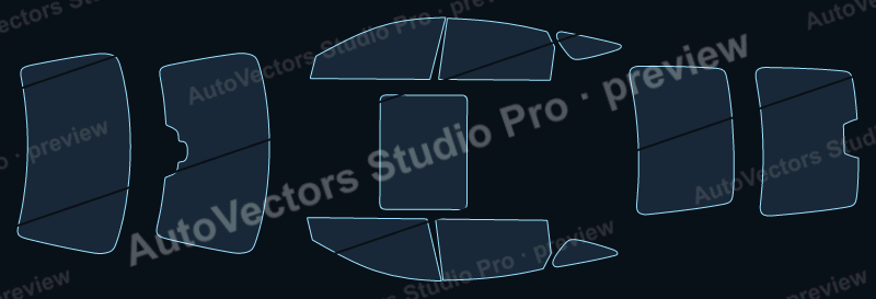 Lexus ES Base 2026 precut window film pattern – watermarked preview from the cutting software