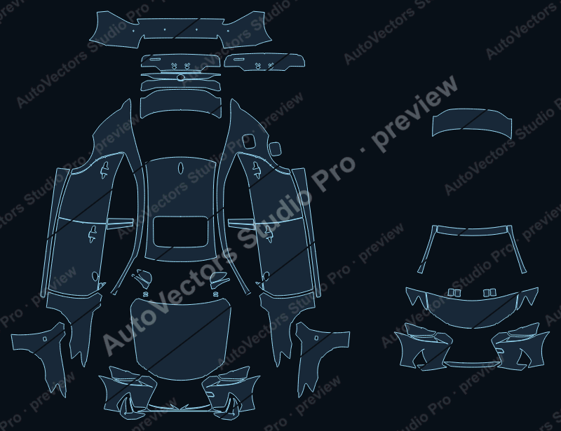 Lexus IS F-Sport 2017 sedan precut PPF pattern – watermarked preview from the cutting software