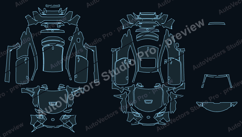 Lexus RC F V2 2015 coupe precut PPF pattern – watermarked preview from the cutting software