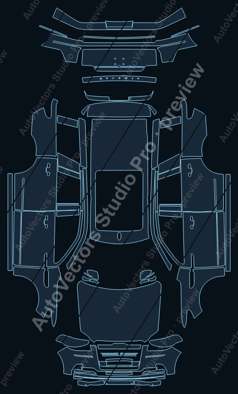 Lincoln Navigator Base 2022 precut PPF pattern – watermarked preview from the cutting software