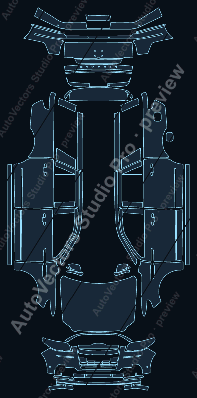 Lincoln Navigator Black Label L Extended 2022 precut PPF pattern – watermarked preview from the cutting software