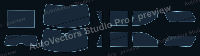 Lincoln Navigator L Base 2018 precut window film pattern – watermarked preview from the cutting software