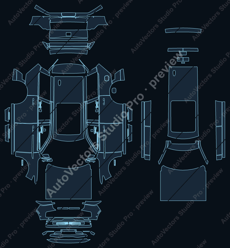 Lincoln Navigator Reserve 2025 SWB precut PPF pattern – watermarked preview from the cutting software