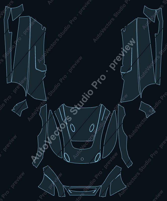 Lotus 2 Eleven US Track Ver 2008 precut PPF pattern – watermarked preview from the cutting software