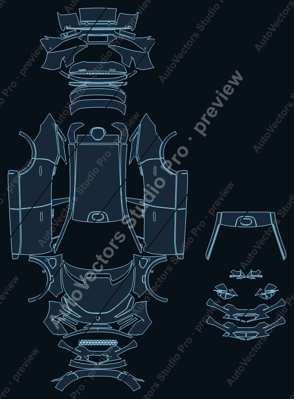 Lotus Eletre 2023 precut PPF pattern – watermarked preview from the cutting software