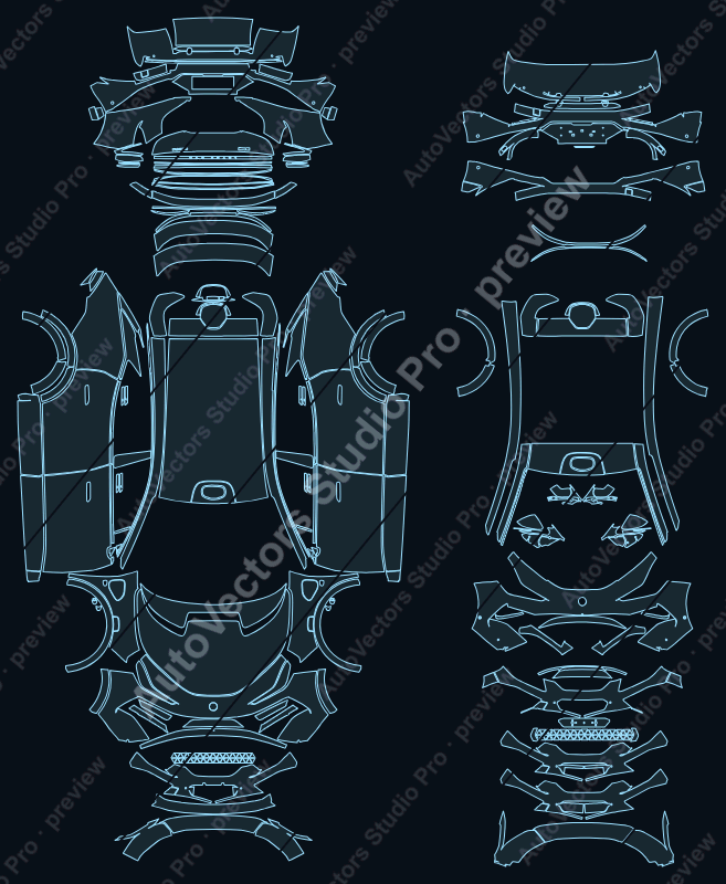Lotus Eletre Base Typ 133 2023 SUV precut PPF pattern – watermarked preview from the cutting software