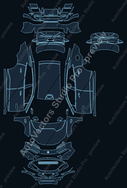 Lotus Emeya Base 2024 precut PPF pattern – watermarked preview from the cutting software