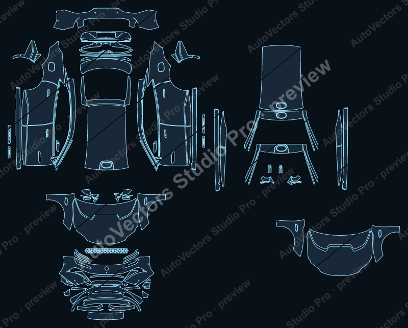 Lotus Emeya Emeya R 2025 precut PPF pattern – watermarked preview from the cutting software