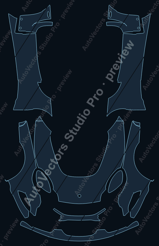 Lotus Exige 390 Sport V2 2021 precut PPF pattern – watermarked preview from the cutting software