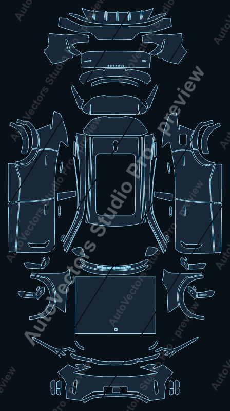 Lynk & Co 08 EM-P Base 2025 precut PPF pattern – watermarked preview from the cutting software