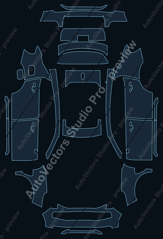 Lynk & Co 1 Base 2017 precut PPF pattern – watermarked preview from the cutting software