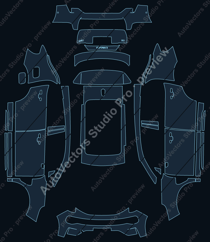 Lynk & Co 1 Base 2021 precut PPF pattern – watermarked preview from the cutting software
