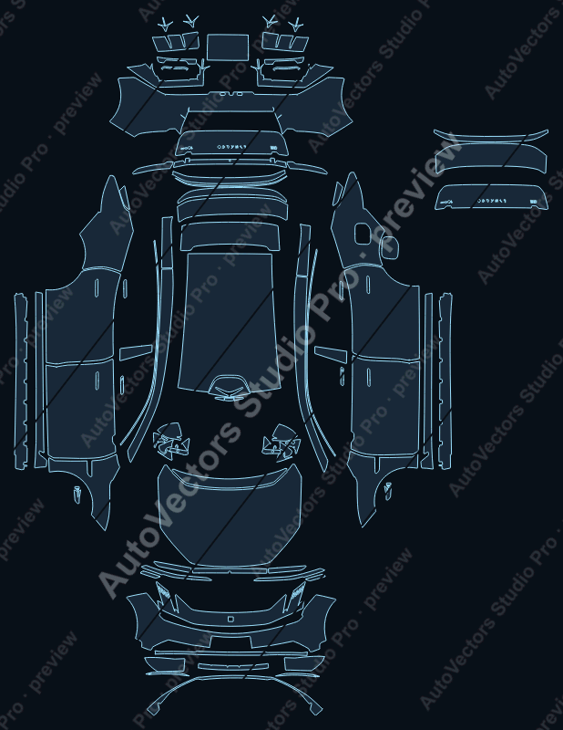 Lynk & Co 10 Base 2025 precut PPF pattern – watermarked preview from the cutting software