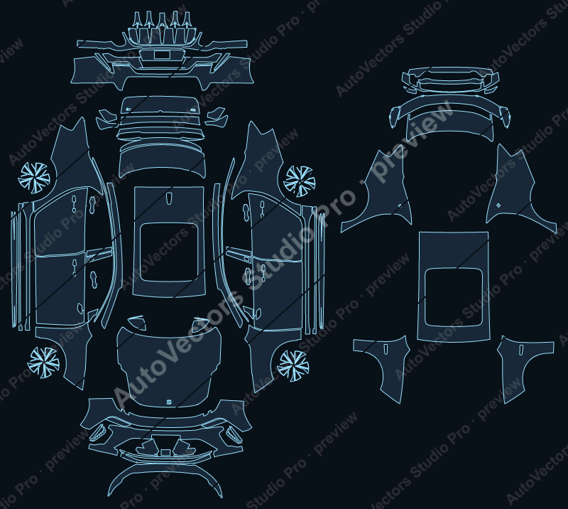 Lynk & Co 3 Base 2026 precut PPF pattern – watermarked preview from the cutting software