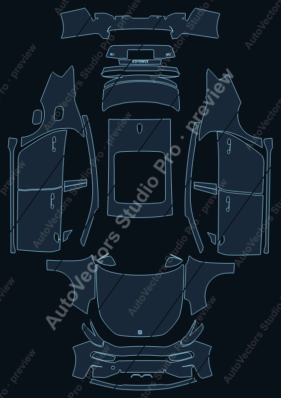 Lynk & Co 3 TD 2019 precut PPF pattern – watermarked preview from the cutting software