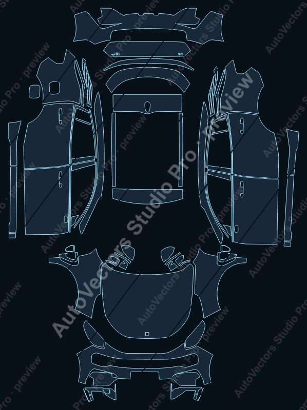 Lynk & Co 5 Base 2020 precut PPF pattern – watermarked preview from the cutting software