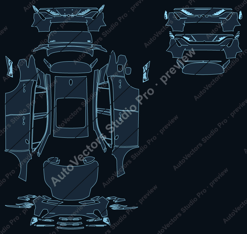 Lynk & Co 6 Base 2025 precut PPF pattern – watermarked preview from the cutting software