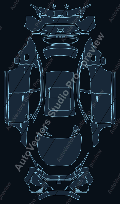 Lynk & Co 7 Base 2024 precut PPF pattern – watermarked preview from the cutting software