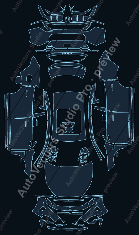 Lynk & Co 7 Base 2026 precut PPF pattern – watermarked preview from the cutting software