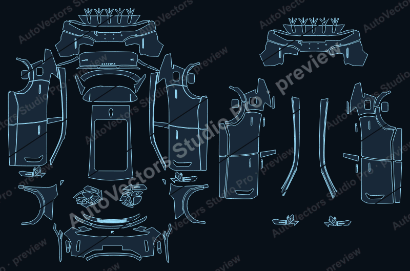 Lynk & Co 8 Base 2023 precut PPF pattern – watermarked preview from the cutting software