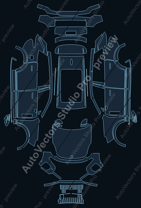 Lynk & Co 9 Base 2021 precut PPF pattern – watermarked preview from the cutting software