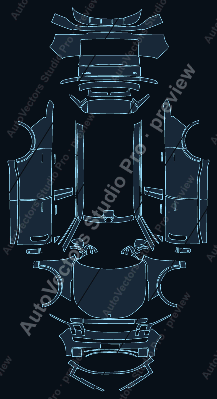 Lynk & Co 900 Base 2025 precut PPF pattern – watermarked preview from the cutting software
