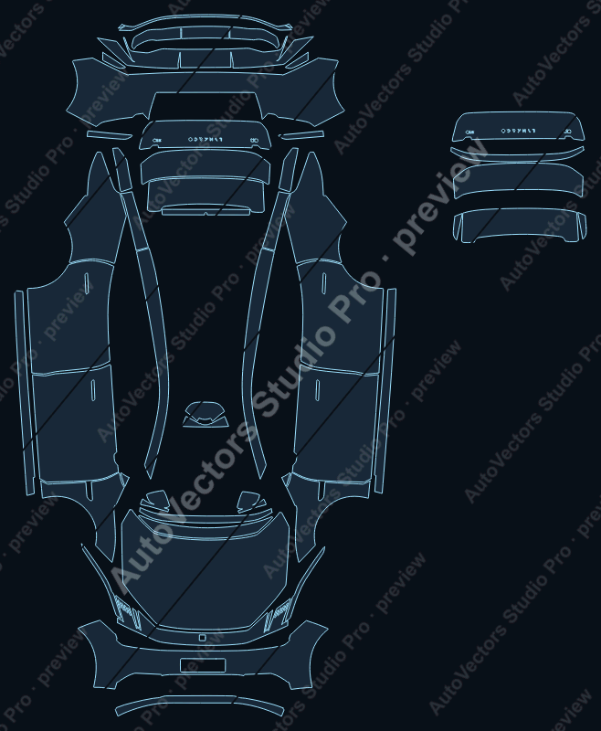 Lynk & Co Z10 Base 2024 precut PPF pattern – watermarked preview from the cutting software