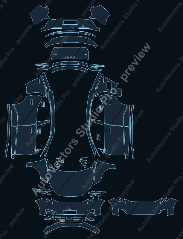 Lynk & Co Z20 Base 2025 precut PPF pattern – watermarked preview from the cutting software