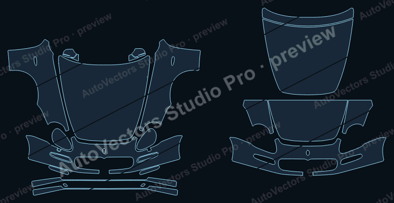 Maserati 4200 2002 spyder precut PPF pattern – watermarked preview from the cutting software