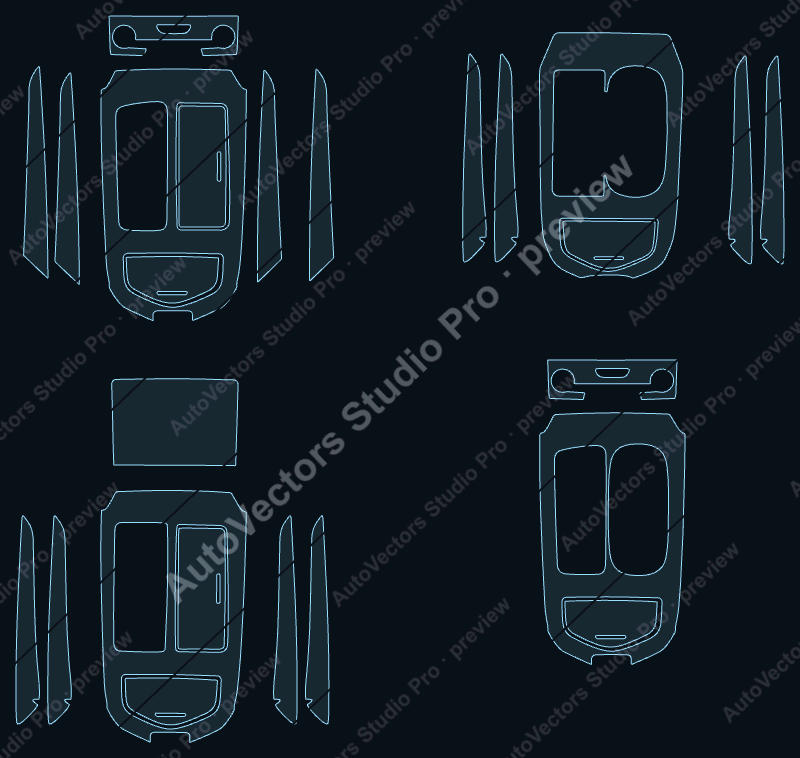 Maserati Ghibli Base 2014 precut interior protection film pattern – watermarked preview from the cutting software