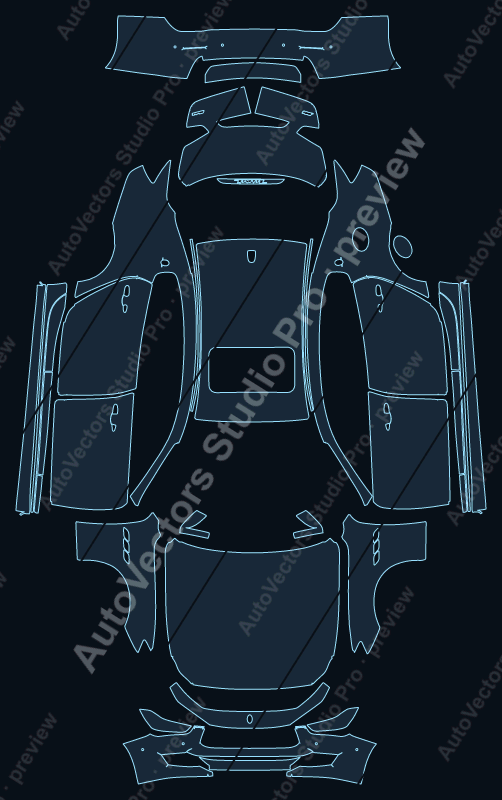 Maserati Ghibli Base GranLusso 2017 precut PPF pattern – watermarked preview from the cutting software