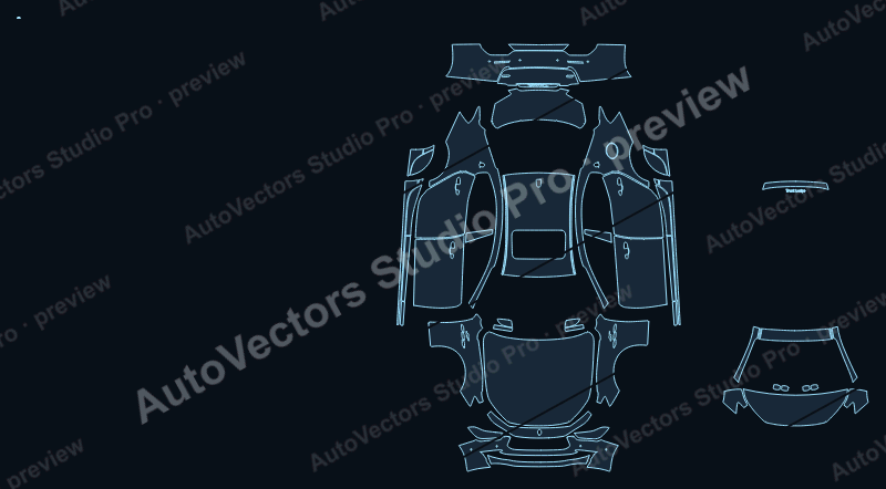 Maserati Ghibli GT 2018 sedan precut PPF pattern – watermarked preview from the cutting software