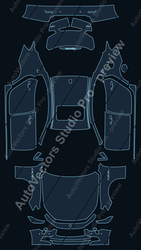 Maserati Ghibli S Q4-Base-Diesel-S 2013 precut PPF pattern – watermarked preview from the cutting software