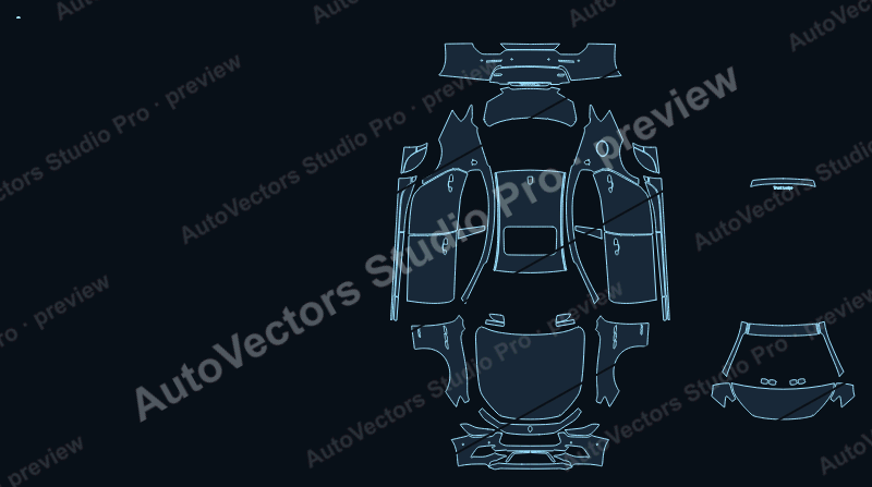 Maserati Ghibli S Q4 GranSport 2018 sedan precut PPF pattern – watermarked preview from the cutting software