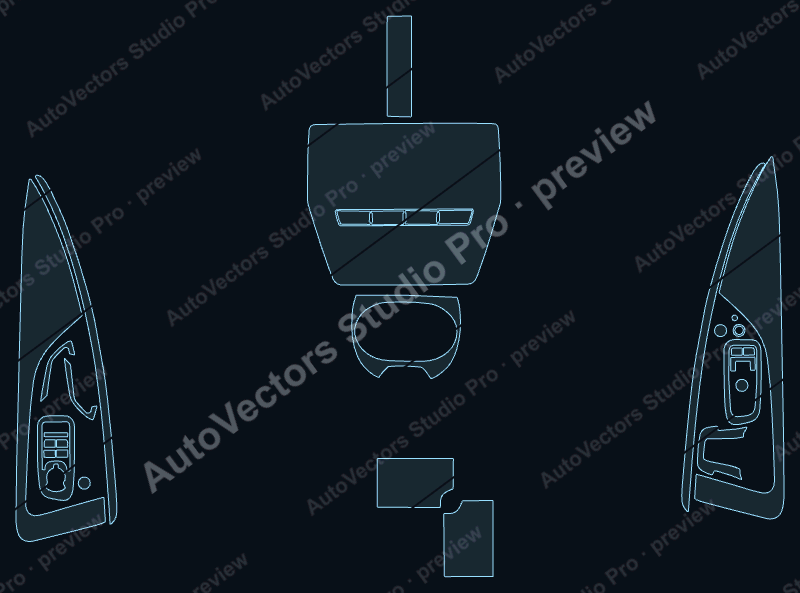 Maserati GranCabrio Base 2025 precut interior protection film pattern – watermarked preview from the cutting software