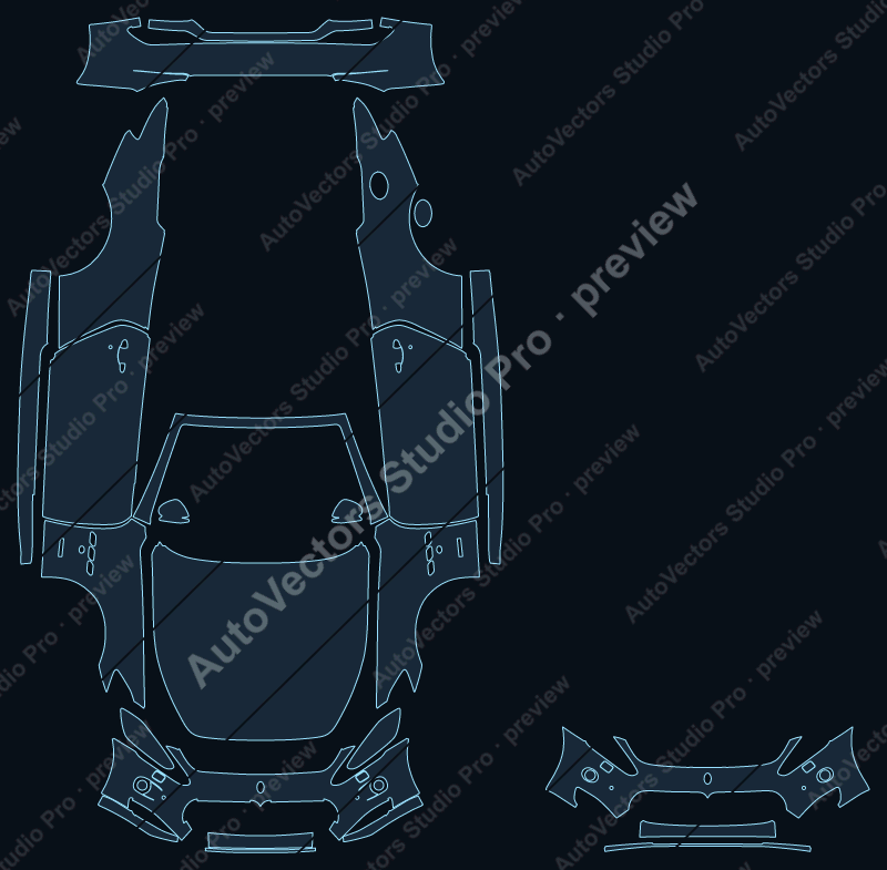 Maserati GranTurismo Base 2010 convertible precut PPF pattern – watermarked preview from the cutting software