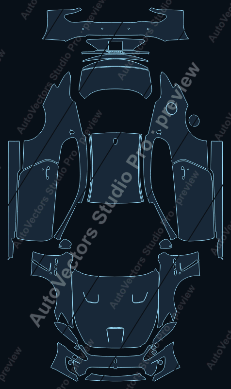 Maserati GranTurismo Mc Stradale Grancabrio- 2012 coupe precut PPF pattern – watermarked preview from the cutting software