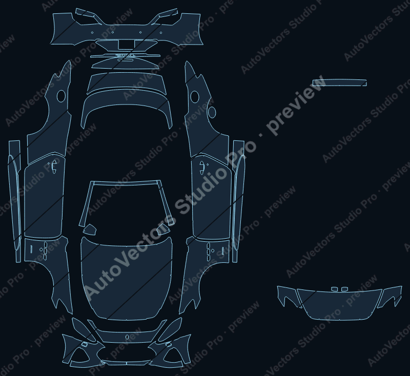 Maserati GranTurismo Sport 2018 convertible precut PPF pattern – watermarked preview from the cutting software