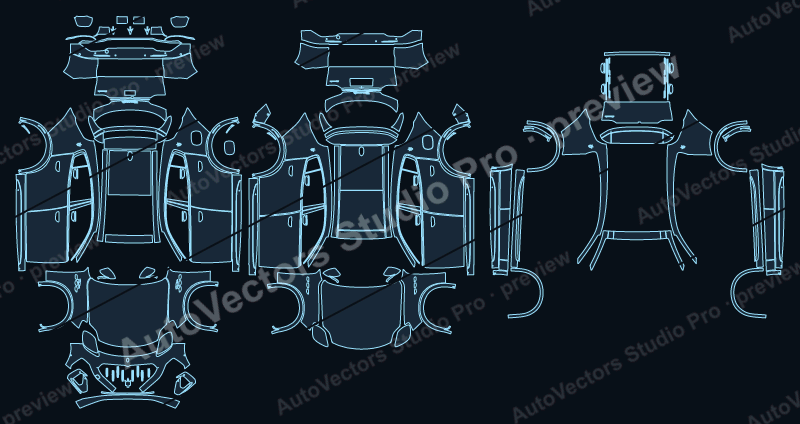 Maserati Grecale Folgore 2024 precut PPF pattern – watermarked preview from the cutting software