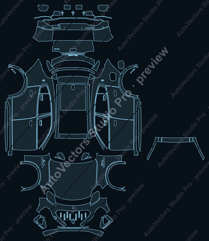 Maserati Grecale Folgore 2025 precut PPF pattern – watermarked preview from the cutting software